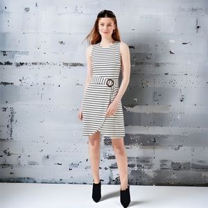 Loft Striped Tortoiseshell Print Belted Wrap Dress Women size 10